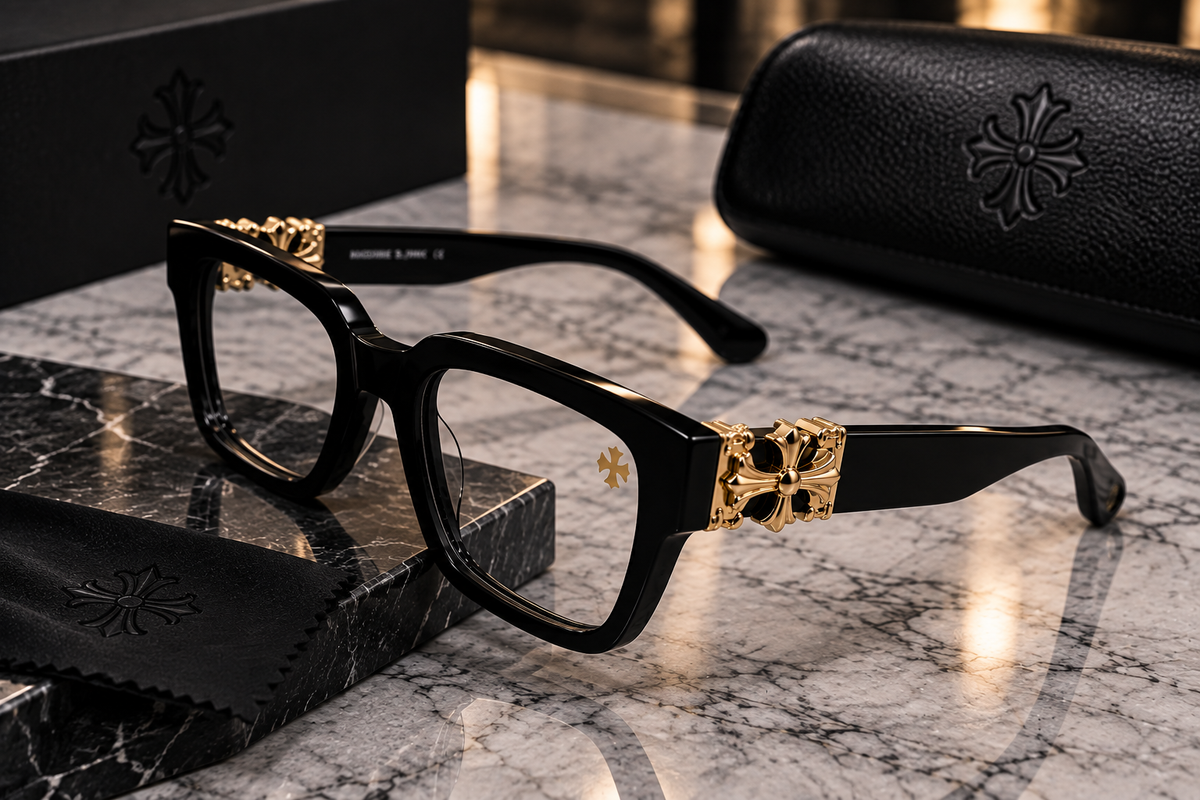 Chrome Style Black Glasses