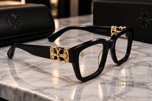Chrome Style Black Glasses