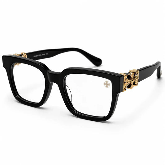 Chrome Style Black Glasses